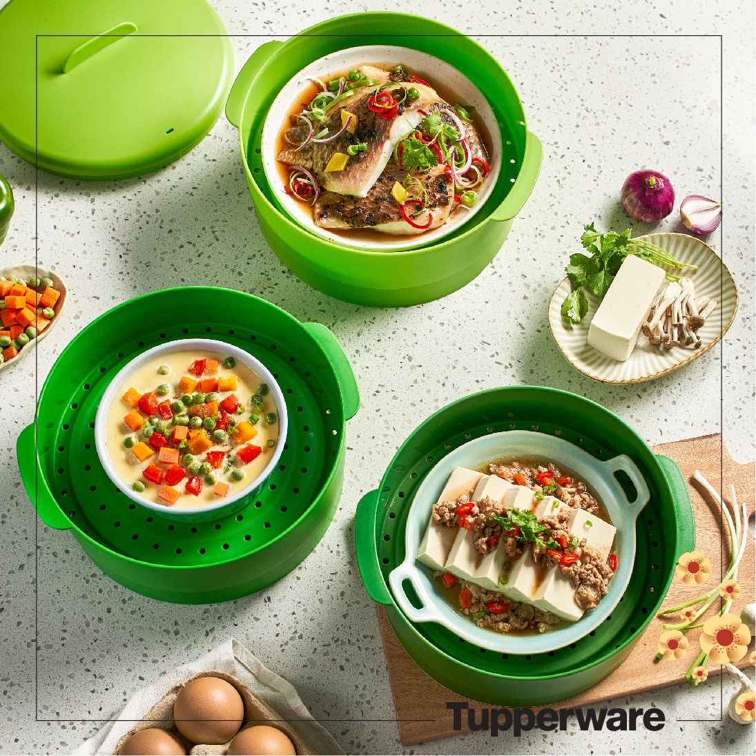 Xửng Hấp Steam It 3 Tầng (xanh lá) – Tupperware